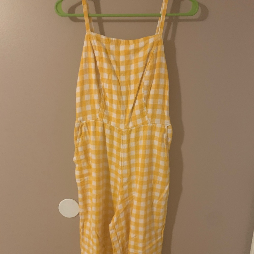 Yellow checkered jumpsuit